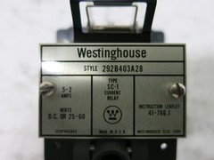 Westinghouse 292B403A28 Type SC-1 Current Relay 0.5-2 Amp SC1