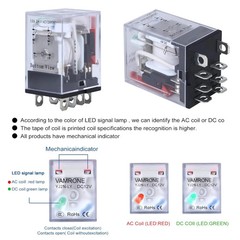 Electromagnetic Power Relay, 8-Pin 10A 12 DC Relay Coil with Socket Base, LED In