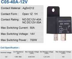 Car Relay 4 Pin 12v 40amp Spst Model No.: JD2912-1H-12VDC 40A 14VDC, Auto Swi…