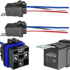 4-pin 40/30AMP 12V DC Waterproof Relay with Heavy Duty Wires, SPST Automotive Re