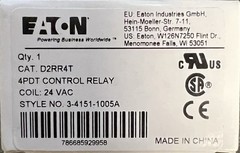 Eaton D2RR4T1 4PDT (Box of 15) Control Relays, 24 VDC Coil, 11 Pin, 10A