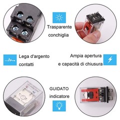 AC 24V Electromagnetic Power Relay 8 Pole DPDT 2NO 2NC Relay LEDInd…