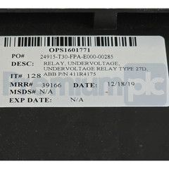 ABB 411R4175 Circuit Shield Undervoltage Relay Type 27D 120V 48/125VDC Input NEW