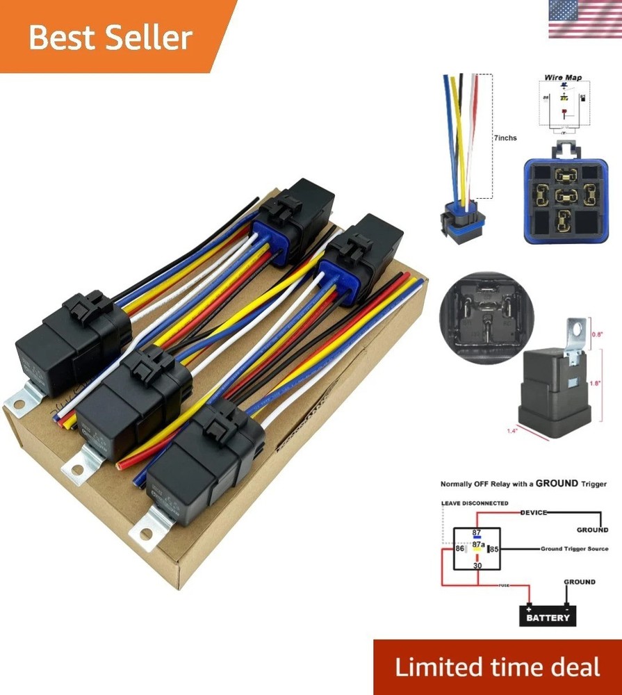 Waterproof 24V 30/40A Automotive Relay Kit 5-Pin SPDT Pack of 5