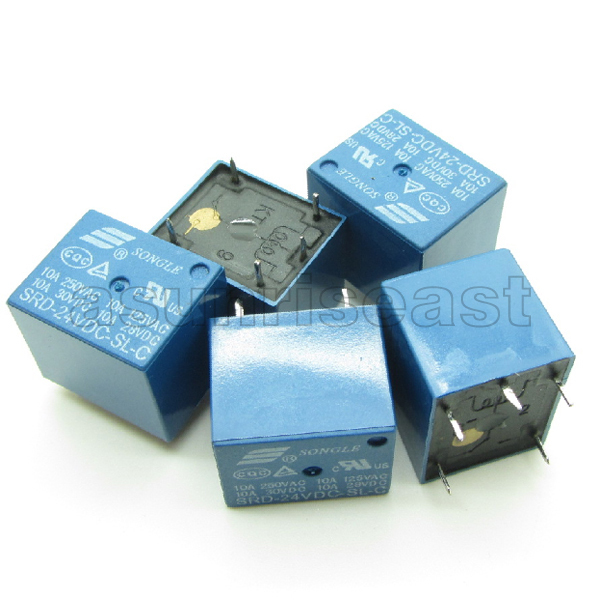 100PCS Wholesale Coil DC24V PCB Type Power Relay 10A SPDT NO+NC SRD-24VDC-SL-C