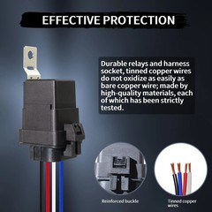 4-PIN 40/30 AMP 12 V DC Waterproof Relay Kit Harness Socket – Heavy Duty 12 AWG
