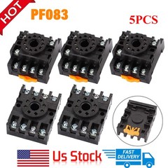 5pcs PF083A 8 Round Pins 35mm DIN Rail Mount Socket Base for MK2P-I AH3-3 Relay