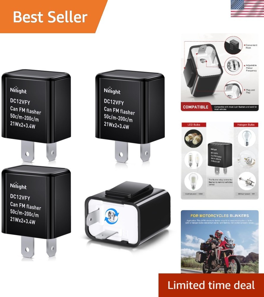 Effortless Installation 12V Adjustable 2 Pin Flasher Relay Set for Motorcycles