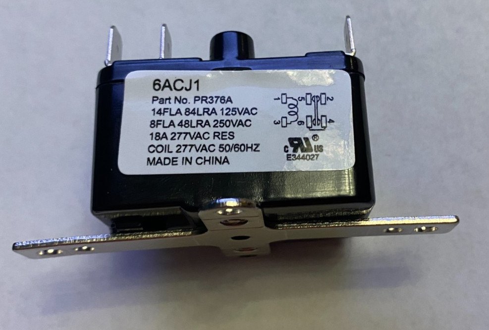277V Coil SPDT HVAC Fan Switching Relay (NC / NO) – 4 Pin – 14 FLA / 8 FLA –