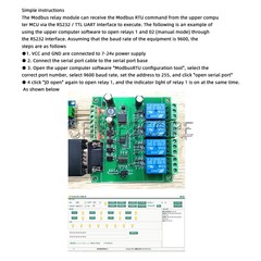 DC 7V-24V Modbus RTU 4Channel Relay Switch Module RS232/TTL UART Interface-