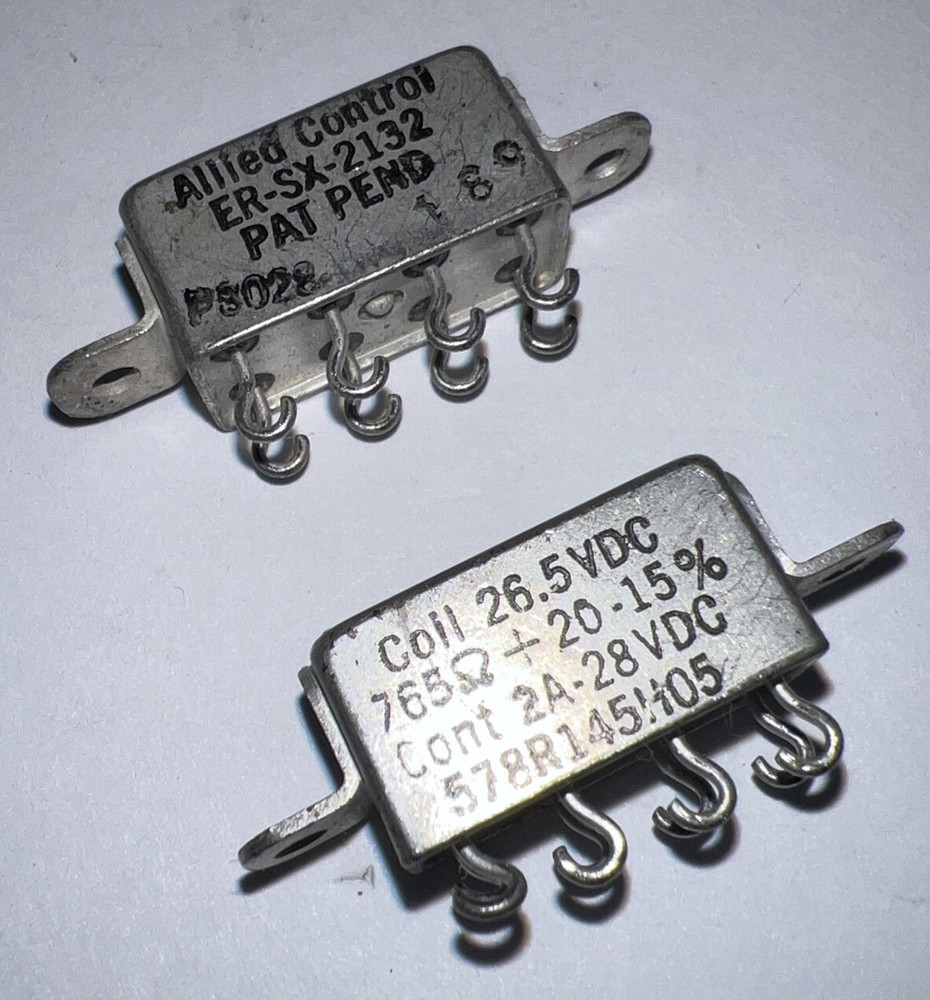 Allied Control DPDT Relays ER-SX-2132, 26.5 VDC 765 Ohms Cont 2A-28VDC Qty. 2