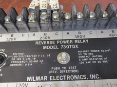 Wilmar Electronics Reverse Power Relay 730TDX 120V 0-5A 50-400Hz Used