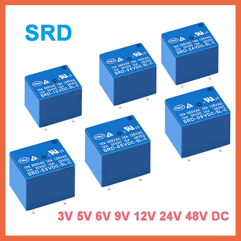 SRD – 3V 5V 6V 9V 12V 24V 48V DC Various Mini Power Relays 4-Pin 5-Pin Relay