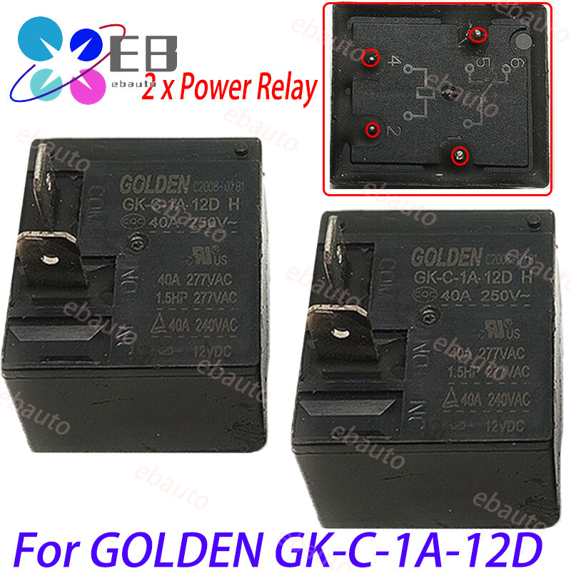 2 PCS New Replacemnet For GOLDEN GK-C-1A-12D 12VDC 4Pins 40A 277VAC Power Relay