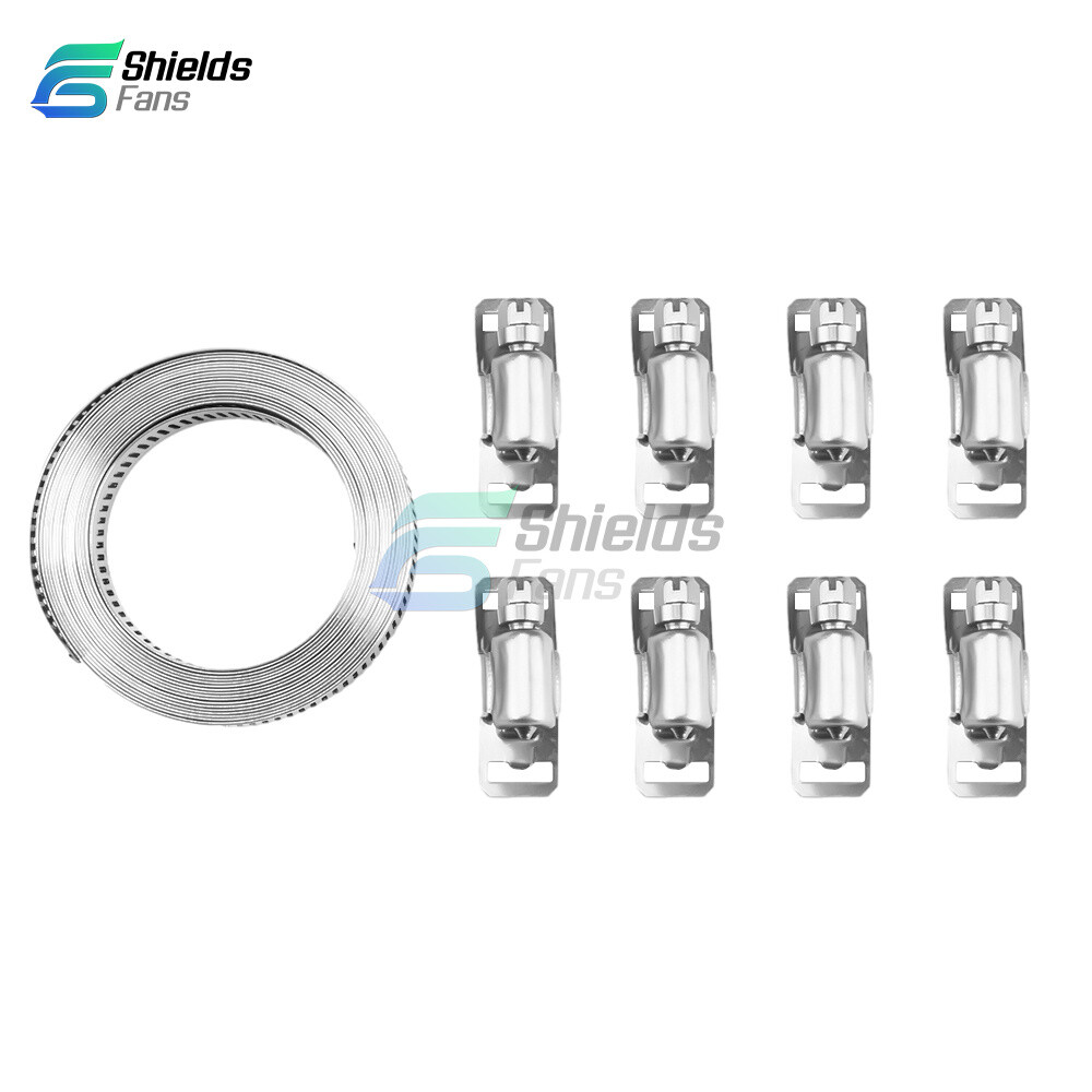11.5FT Adjustable Large Hose Clamps Worm Gear Stainless Steel Clamp +8 Fasteners