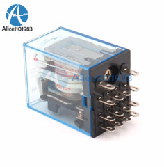 MY4NJ 12V/24V/110V/220V Coil Power Relay / DIN Rail Mounted Base 14 Pin 4PDT FC