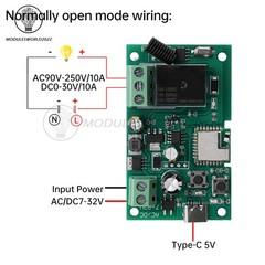 AC/DC 7-32V Type-C 5V 1 Channel WiFi Smart Relay Switch Module Remote Control