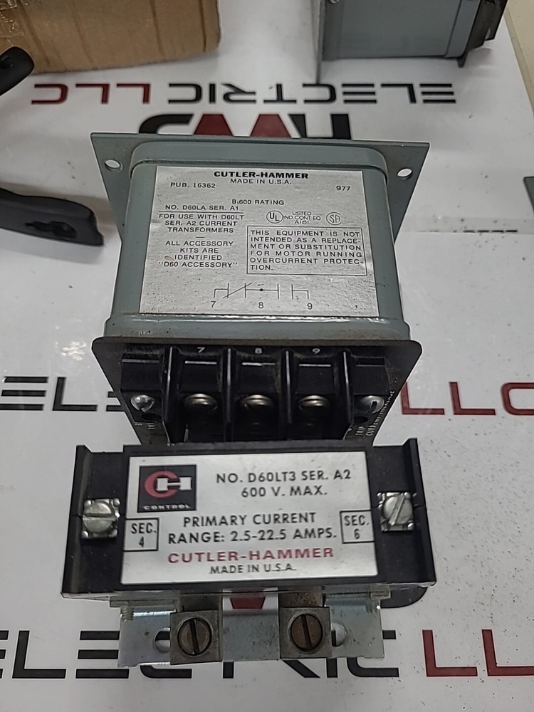Cutler Hammer D60LT Adjustable Current Relay D60LT3 Transformer