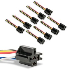 10 Pack 12V DC 5-Pin SPDT Interlocking Relay Socket Harness Base Bosch Style