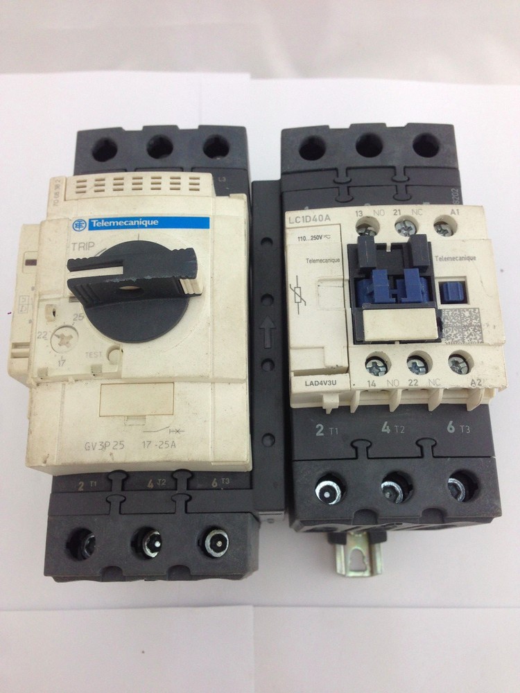 TELEMECANIQUE GV3P25 3 Phase Contactor 240VAC + LC1D40A overload + GVAD01010 Aux