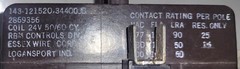 LOGANSPORT ESSEX RBM 143.121520.34400JB 18A @277V, 10A @ 440/600V, 24VAC COIL