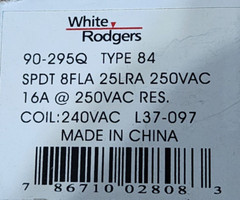 OEM White Rodgers 90-295Q RBM Type 84 FAN RELAY, COIL 240Vac