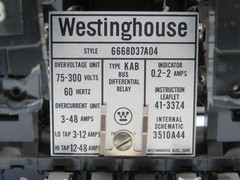 WESTINGHOUSE 6668D37A04 TYPE KAB BUS DIFFERENTIAL RELAY T186527