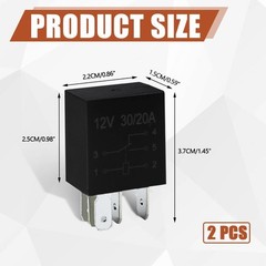 2Pcs 5-Pin 12V 30A Relay, Universal Waterproof Automotive Relay for Fuel Pump, S