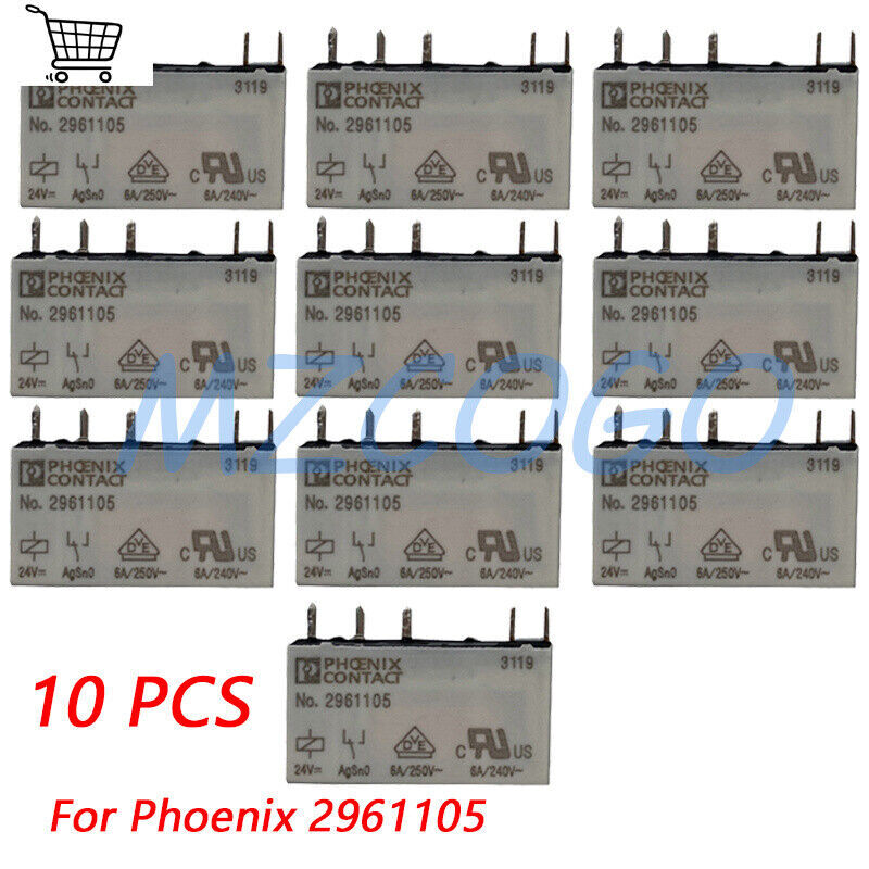 10PCS For Phoenix 2961105 Contact Single Miniature Power Relay 250VAC 5Pin 24VDC
