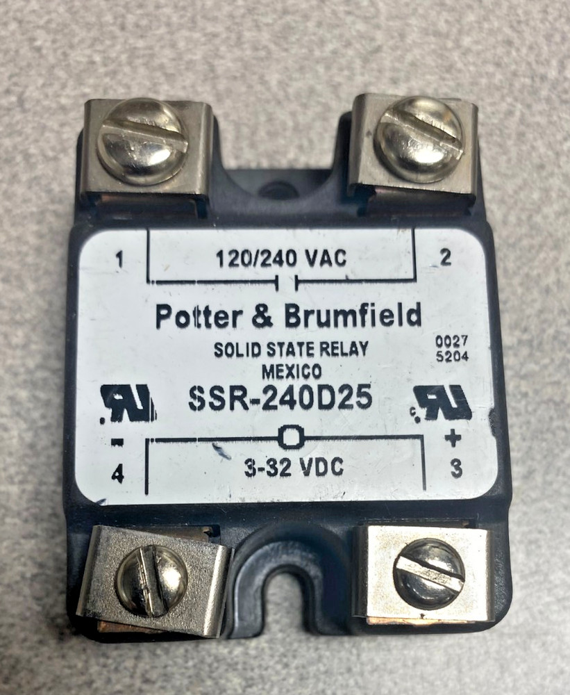 Potter&Brumfeld SSR-240D25 Solid State Relay120/240VAC,3-32VDC