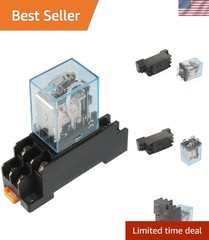 35mm DIN Rail DPDT Power Relay 10A AC 24V Coil Plug-in