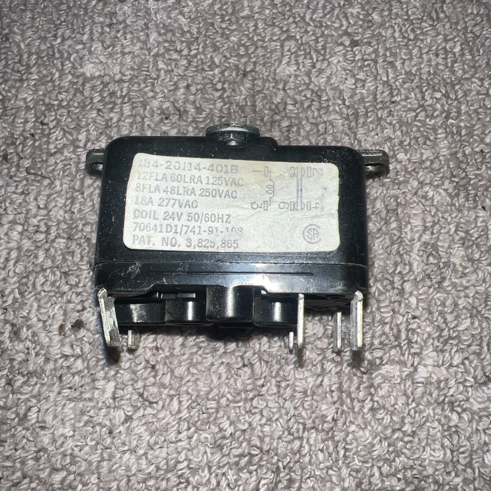 Relay 184-20114-401B, 12FLA, 60LRA, 125VAC, 8FLA, Coil 24V, 50/60HZ, 250/277VAC