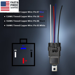 4-PIN 40/30 AMP 12 V DC Waterproof Relay Kit Harness Socket – Heavy Duty 12 AWG