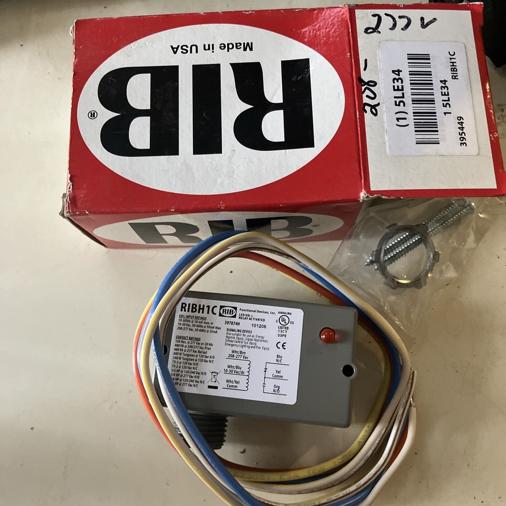 Functional Devices-Rib Ribh1c Enclosed Pre-Wired Relay, 10A@277Vac, Spdt, Lead