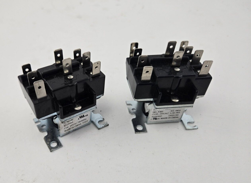 2x Heavy Duty Relays 90340 style 24VAC Coil 3/4 HP 6 FLA