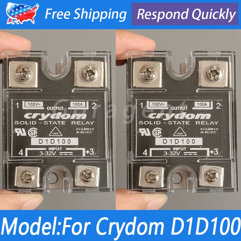 2PCS For Crydom D1D100 SSR Solid State Relay Output 100A 100V Input 3-32VDC US