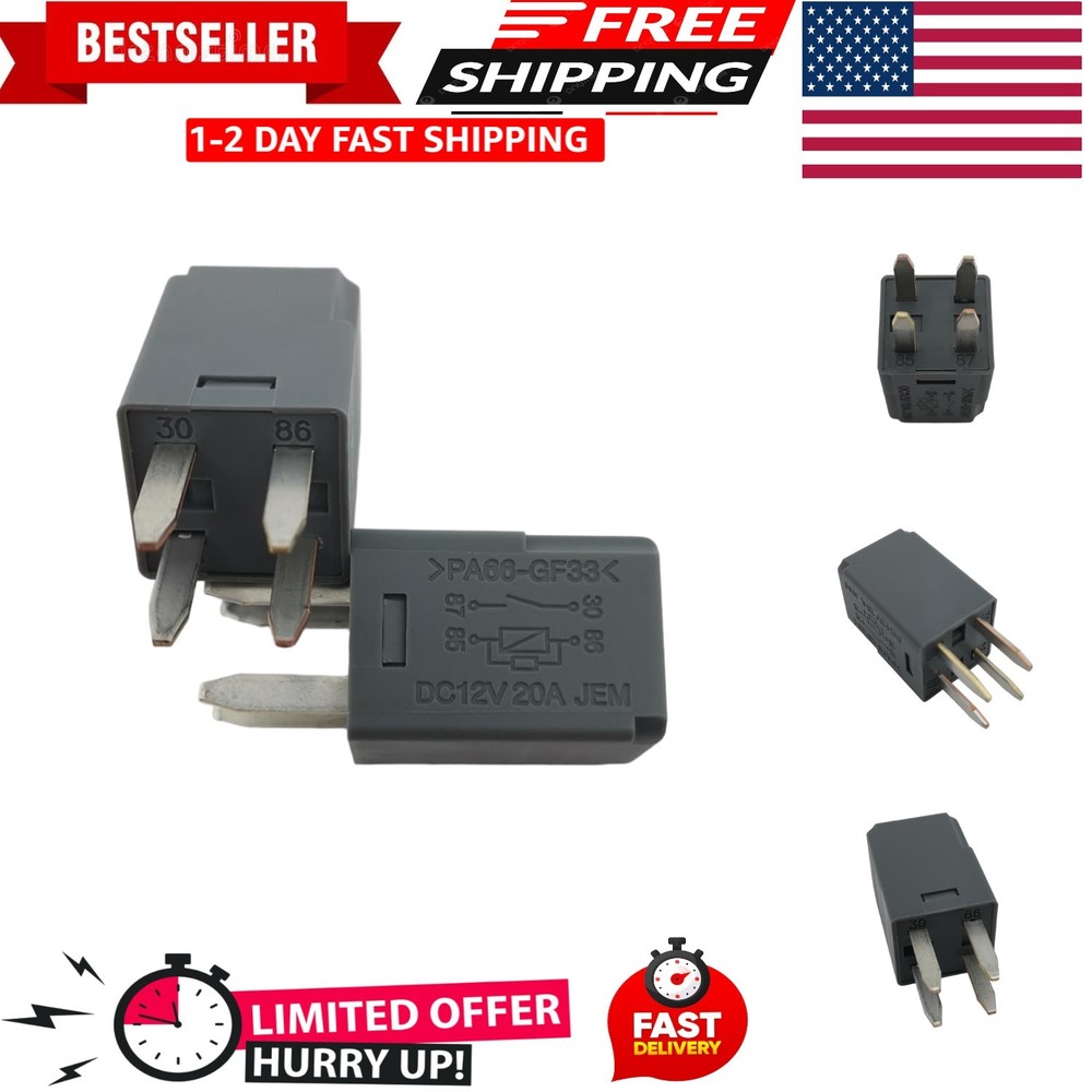 PA66-GF33 DC12V 12V 20A 4Pin Power Relay for Automotive Relay Compatible 1350…