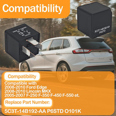 5C3T-14B192-AA P6STD Automotive Power Relay (Pack of 2) – 12V 40A 4-Pin SPNO …