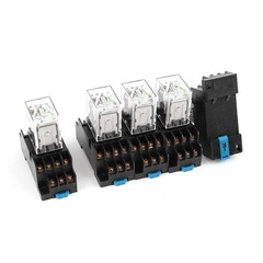 5Pack DC 24V Coil Green Indicator Light 4PDT 14 Pins Power Relay + Socket Base