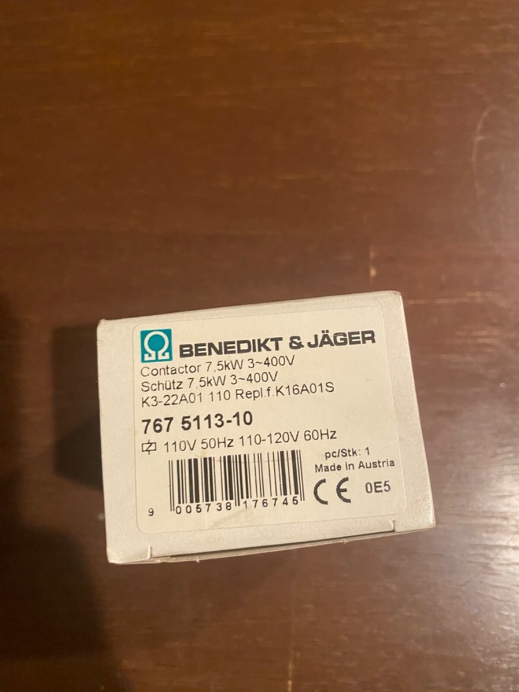 Benedikt & Jager Washer Relay Contactor (K3-22A01) 110V 767 5113-10