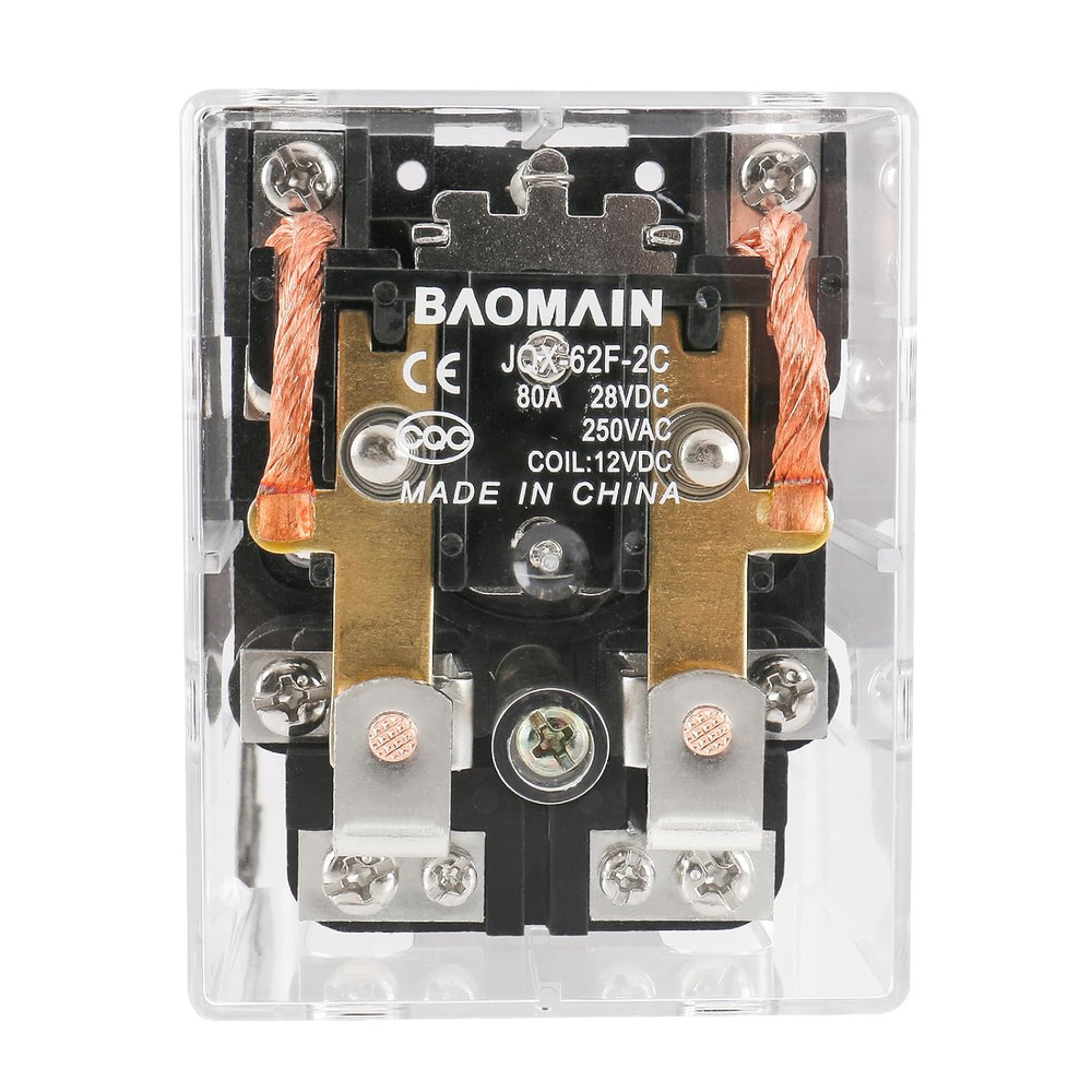 BAOMAIN High Power Relay JQX-62F-2C 12V DC 80A DPDT 2NO 2NC Electronmagnetic Rel