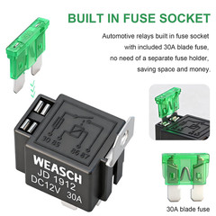 Fuse Relay Switch Kit, 12V 30A, 4 Pin SPST, 30A Switch Harness Set, Automotive E