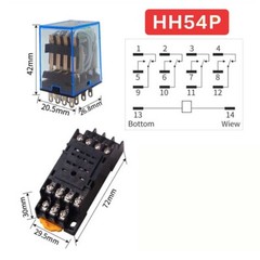 10xMY4NJ 12/24V 110/220V Coil Power Relay DIN Rail Mounted 14Pin W/ Base PYF14A