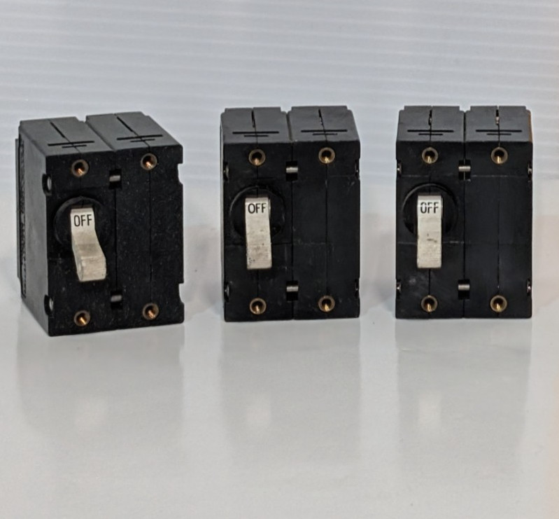 Lot of 3: Carling Switch AB2-80-26-610-1B1-C, 10A, 277V, Delay Circuit Breakers