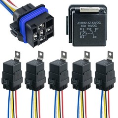 Relay Harness 5 Pack 12V DC 40/30 AMP 5-PIN SPDT Waterproof Tinned Copper Wires