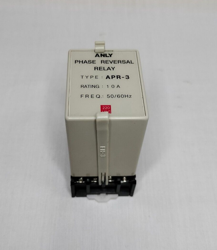 Anly APR-3 APR3 Phase Reversal Relay 10A 250VAC with Socket Base Made in Taiwan