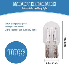 10-Pack T20 7443 Dual Filament Bulbs, 3800K Ultra Bright White 12V 5W Replacemen