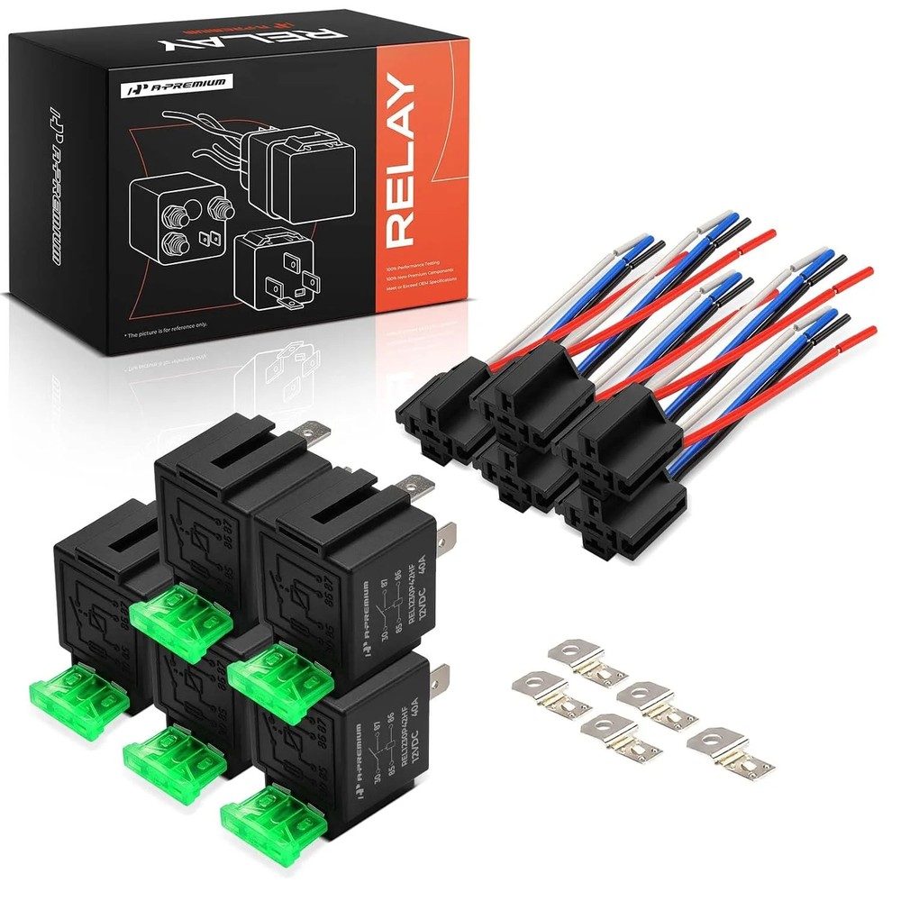 A-Premium 12V 30A 4-Pin SPST Relay with Wiring Harness Socket | with Iron Bracke