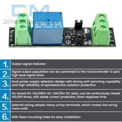1-Channel DC 3V 5V 12V 24V Optocoupler Isolated Driver Relay Module High Level