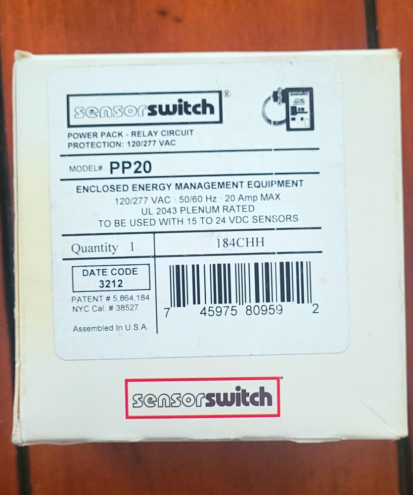 Sensor Switch PP20 Power Relay Power Pack 120/277VAC 20A Max Plenum Rated